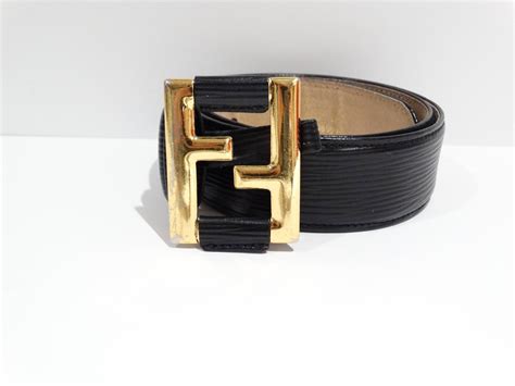 black fendi belt with gold buckle|all black fendi belt.